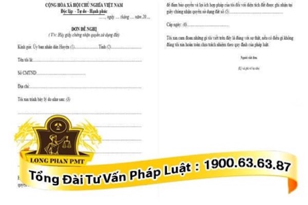 Mẫu đơn yêu cầu hủy giấy chứng nhận quyền sử dụng đất