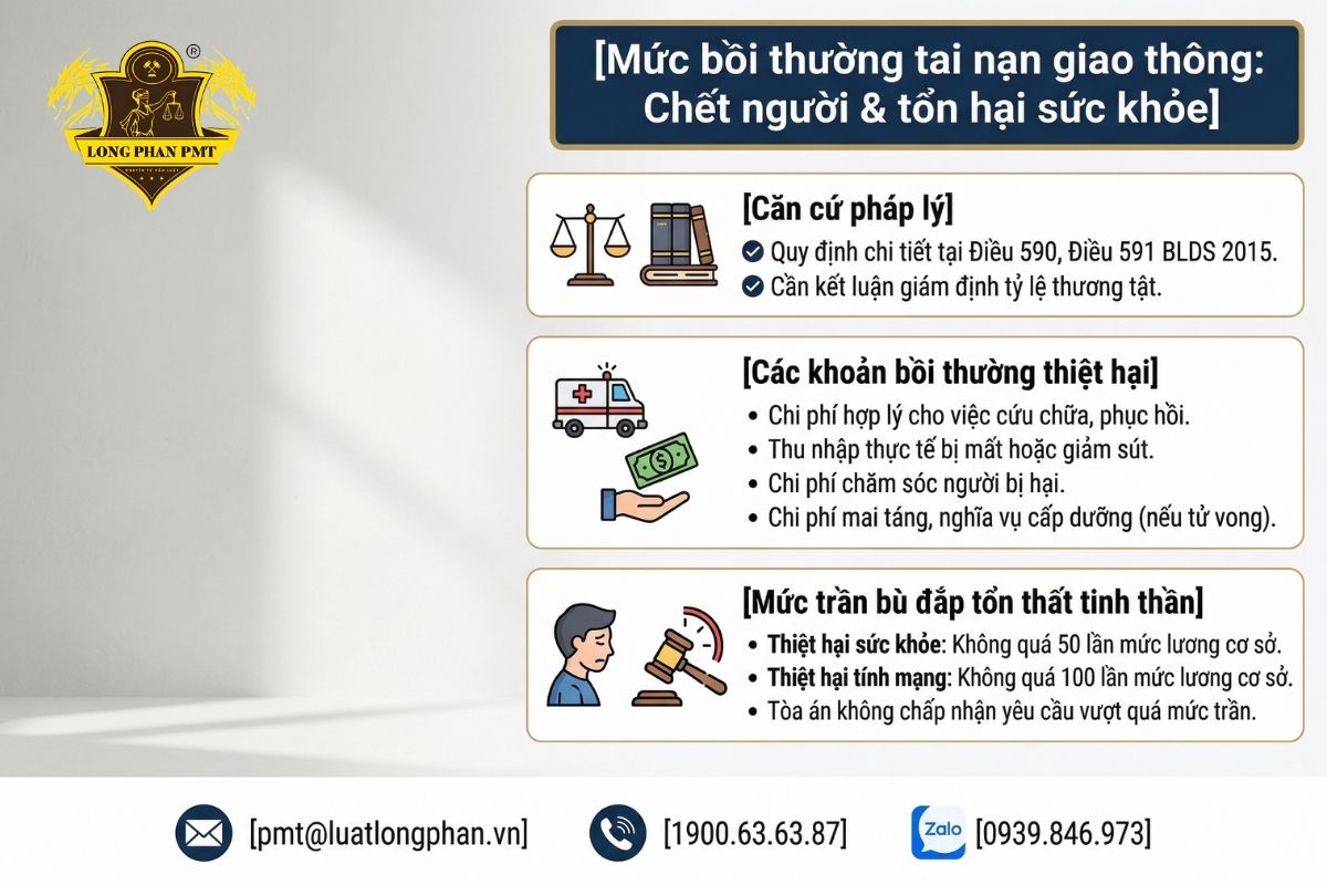 Mức bồi thường tai nạn giao thông chết người và tổn hại sức khỏe theo quy định mới.