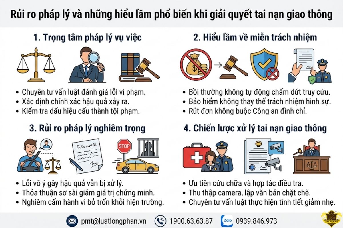 Rủi ro pháp lý và những hiểu lầm phổ biến khi giải quyết tai nạn giao thông.