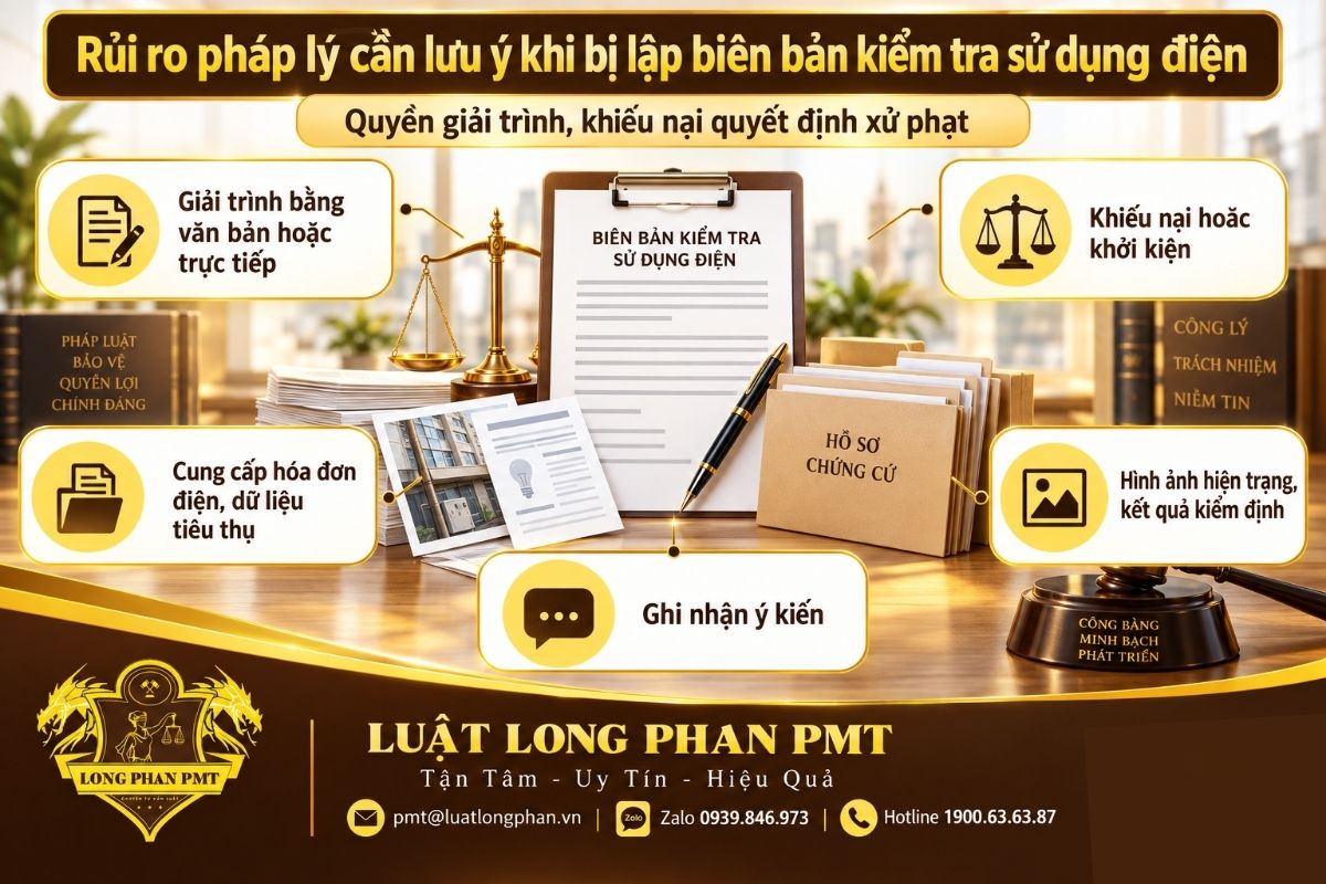 Biên bản kiểm tra sử dụng điện và quyền giải trình, khiếu nại, cung cấp chứng cứ của người bị kiểm tra.