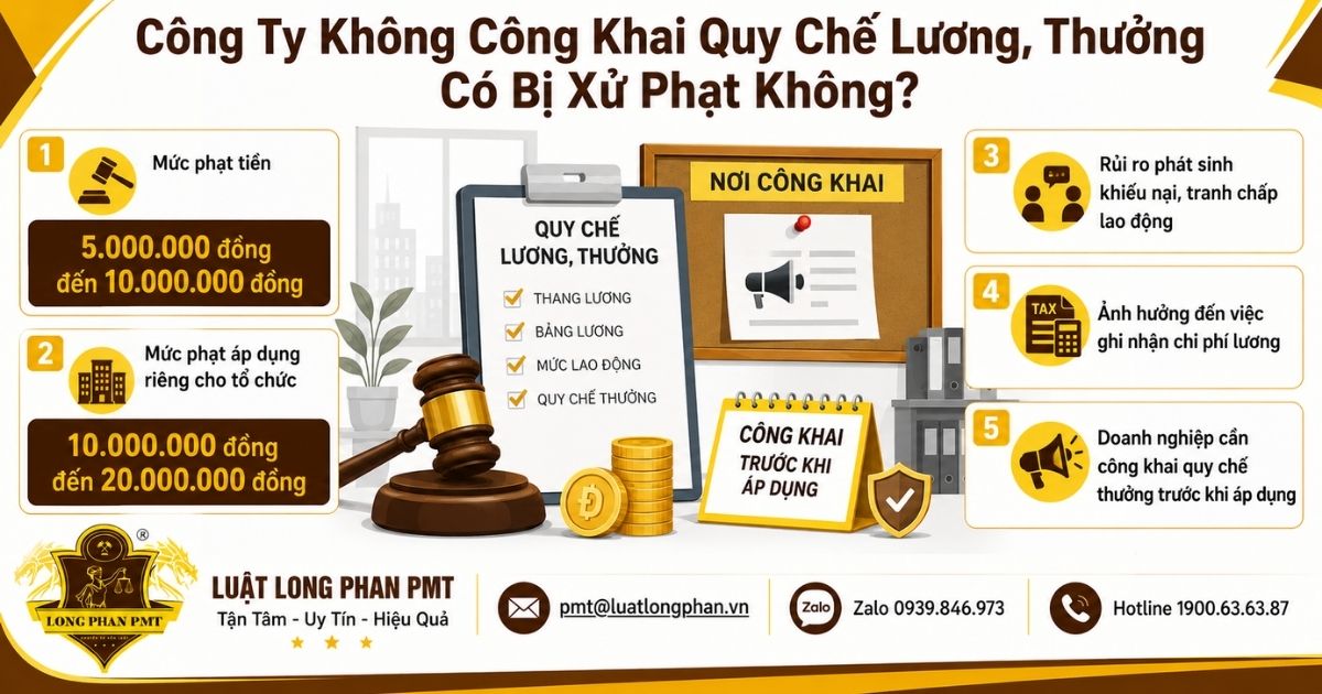 Công ty không công khai quy chế lương, thưởng và mức xử phạt áp dụng