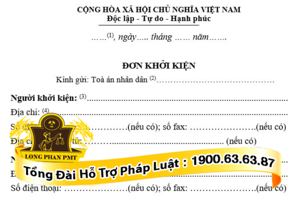 Mẫu đơn khởi kiện yêu cầu trả nợ