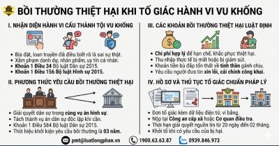 Quy trình tố giác hành vi bôi nhọ và bồi thường thiệt hại khi bị vu khống.
