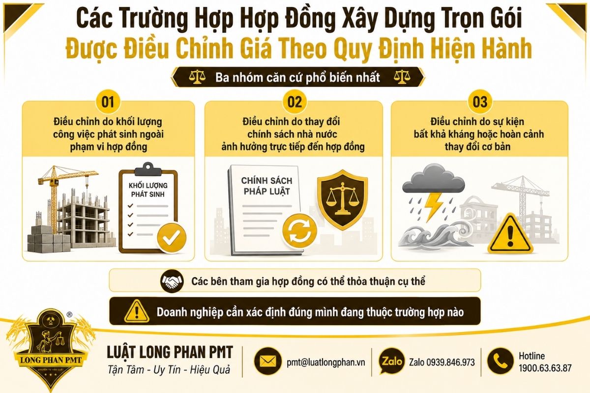 Các trường hợp được điều chỉnh giá hợp đồng xây dựng trọn gói theo quy định hiện hành