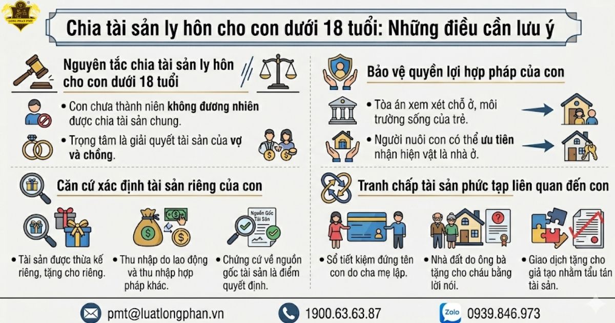 Lưu ý quan trọng về chia tài sản ly hôn cho con dưới 18 tuổi