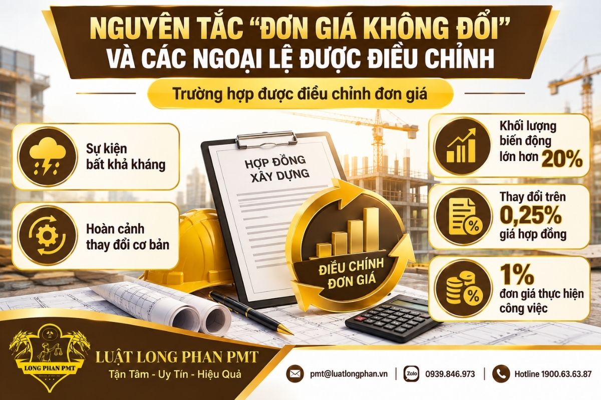 Điều chỉnh đơn giá hợp đồng xây dựng khi khối lượng thực tế biến động.