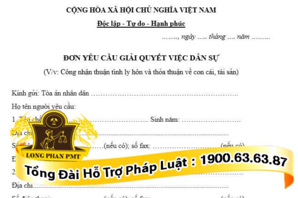 Mẫu đơn ly hôn thuận tình