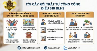 Thông tin chi tiết về tội gây rối trật tự công cộng theo Điều 318 Bộ luật Hình sự.