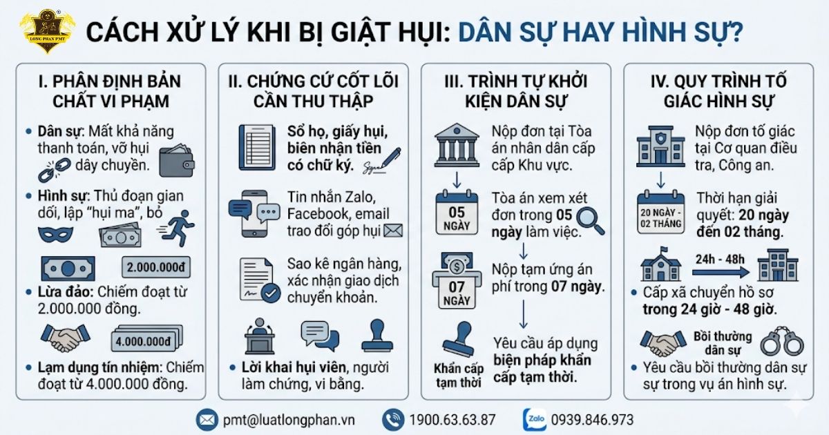 Cách xử lý khi bị giật hụi theo hướng dân sự hoặc hình sự