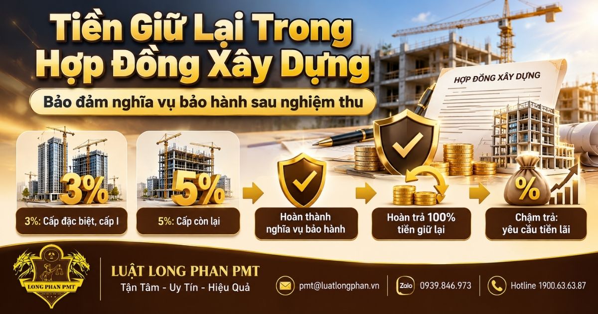 Tiền giữ lại trong hợp đồng xây dựng và điều kiện hoàn trả sau bảo hành.
