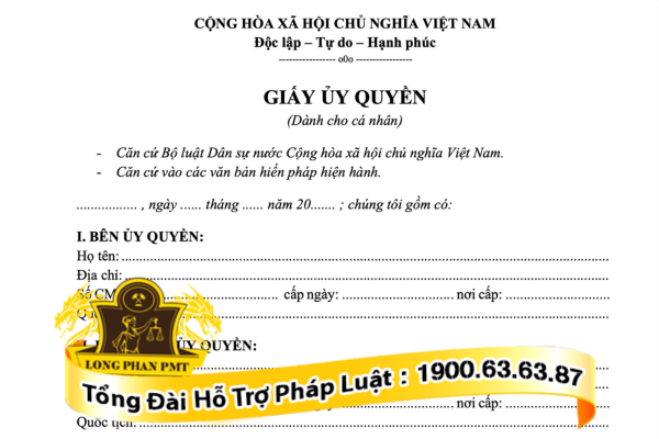 Mẫu văn bản ủy quyền cho luật sư giải quyết tranh chấp đất khi ở nước ngoài