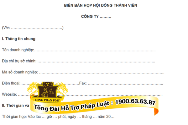 Mẫu biên bản họp Hội đồng thành viên công ty TNHH