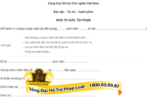 Mẫu đơn tố giác tội phạm khi bị công ty tài chính đòi nợ trái luật