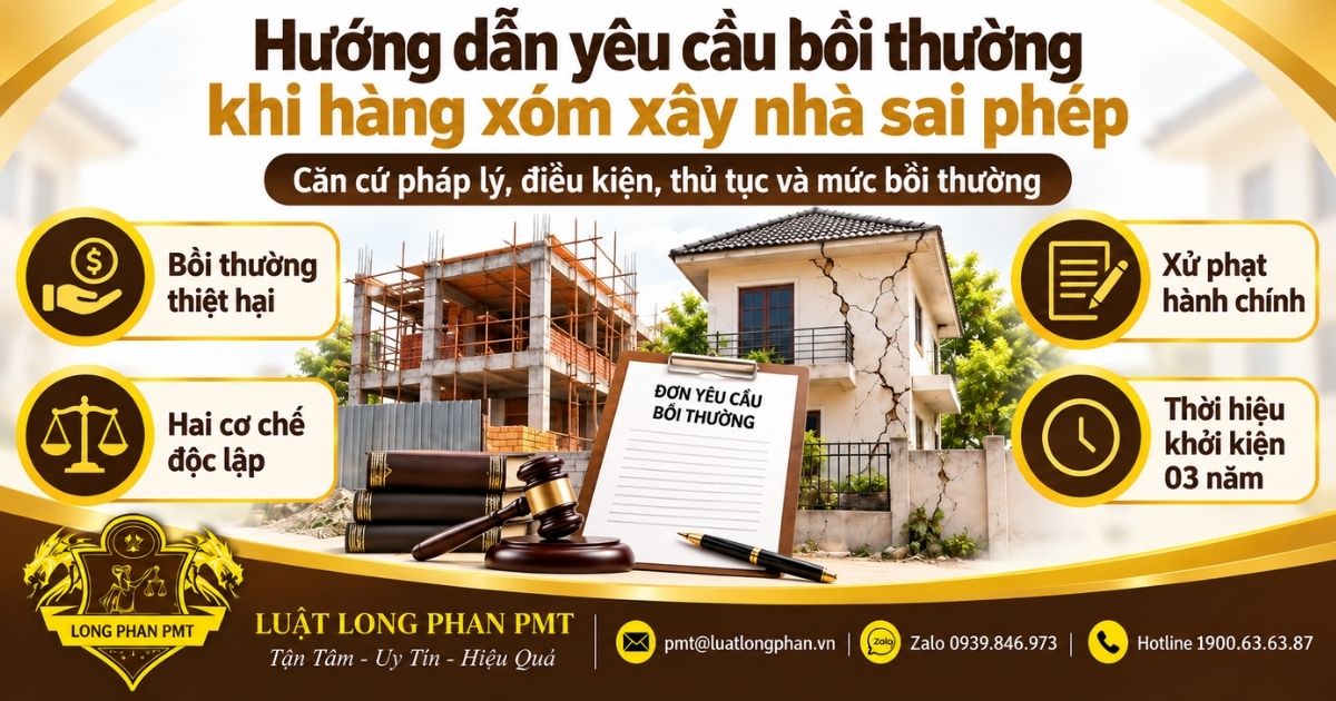 Hướng dẫn yêu cầu bồi thường khi hàng xóm xây nhà sai phép gây lún, nứt, hư hỏng.