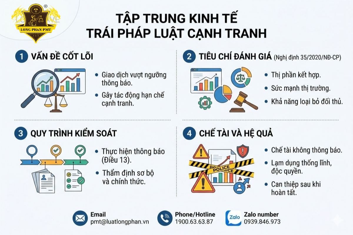 Các tiêu chí nhận biết khi nào tập trung kinh tế vi phạm pháp luật cạnh tranh hiện nay.