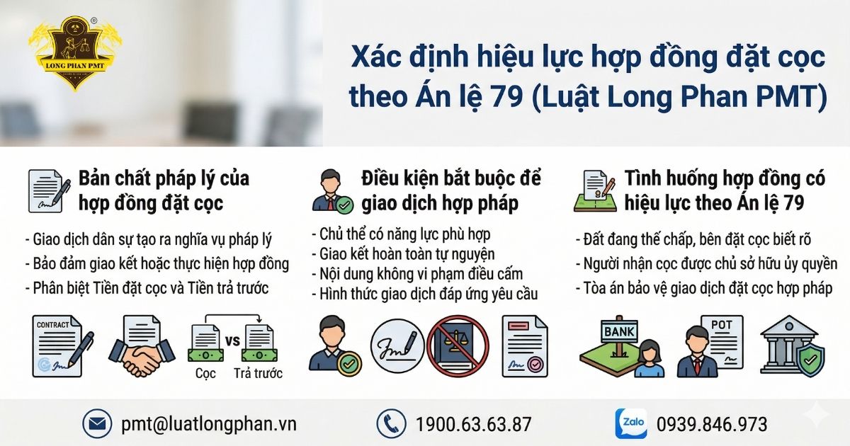 Xác định hiệu lực hợp đồng đặt cọc theo Án lệ 79 và các điều kiện giao dịch.