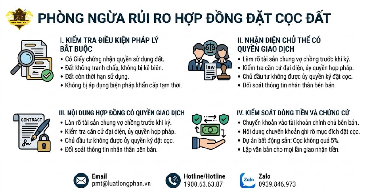 Giải pháp phòng ngừa rủi ro hợp đồng đặt cọc đất an toàn cho người mua.