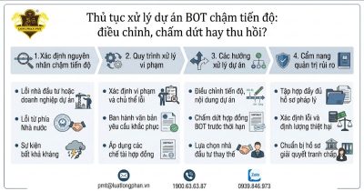 Sơ đồ 4 bước quy trình xử lý dự án BOT chậm tiến độ chuyên nghiệp và chi tiết.