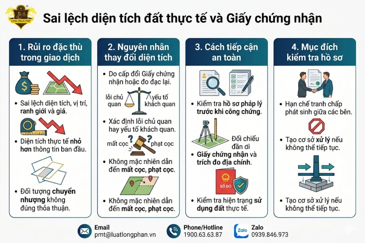 Các bước kiểm tra hồ sơ pháp lý khi có sai lệch diện tích đất thực tế và sổ đỏ.