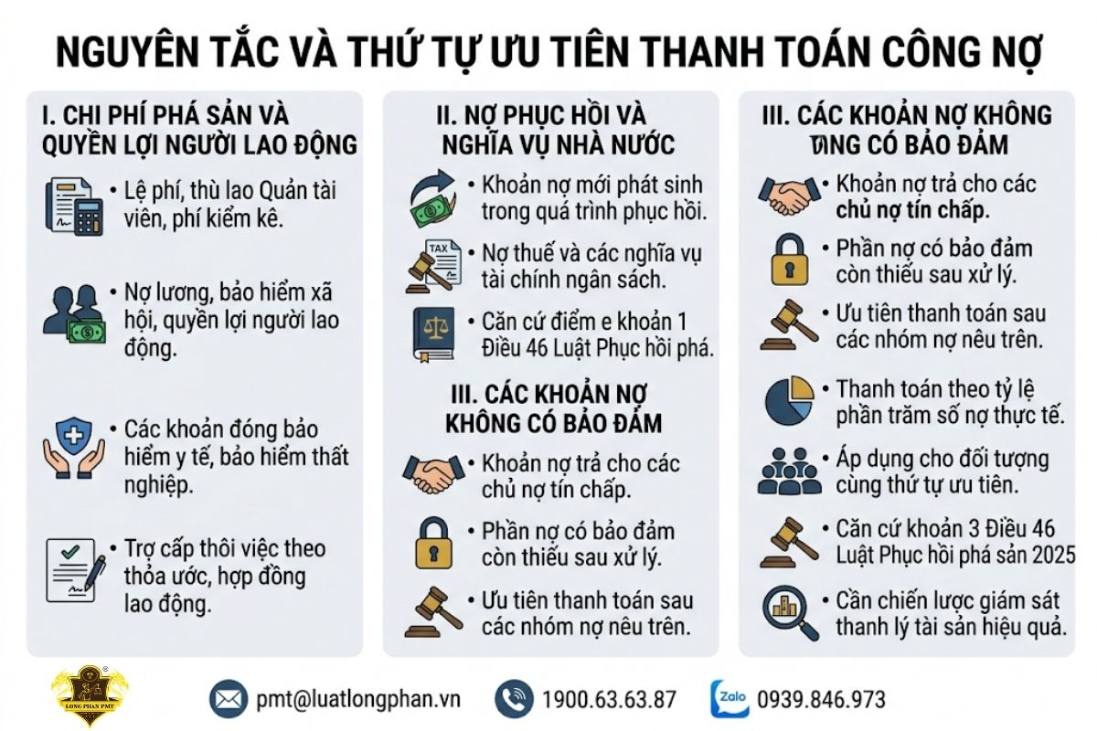 Thứ tự ưu tiên thanh toán công nợ khi doanh nghiệp bị tuyên bố phá sản.