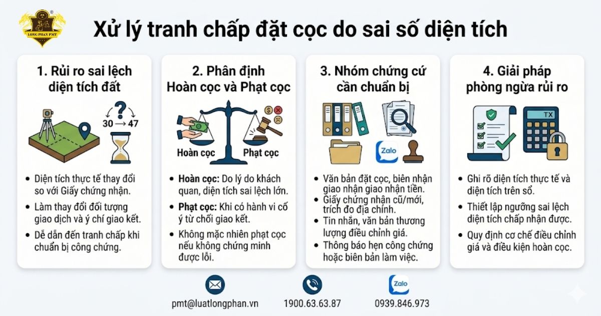 Xử lý tranh chấp đặt cọc do sai số diện tích đất thực tế.