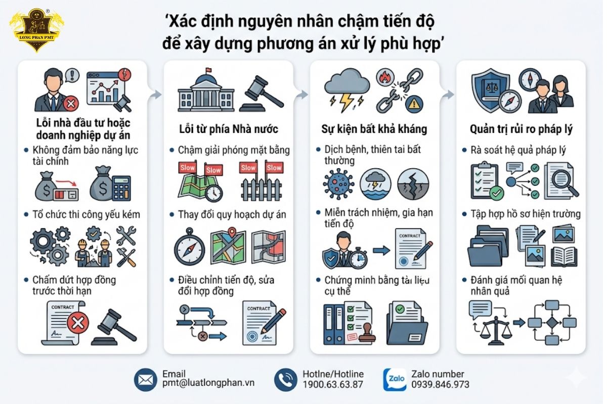 Xác định nguyên nhân chậm tiến độ để xây dựng phương án xử lý phù hợp cho dự án BOT.