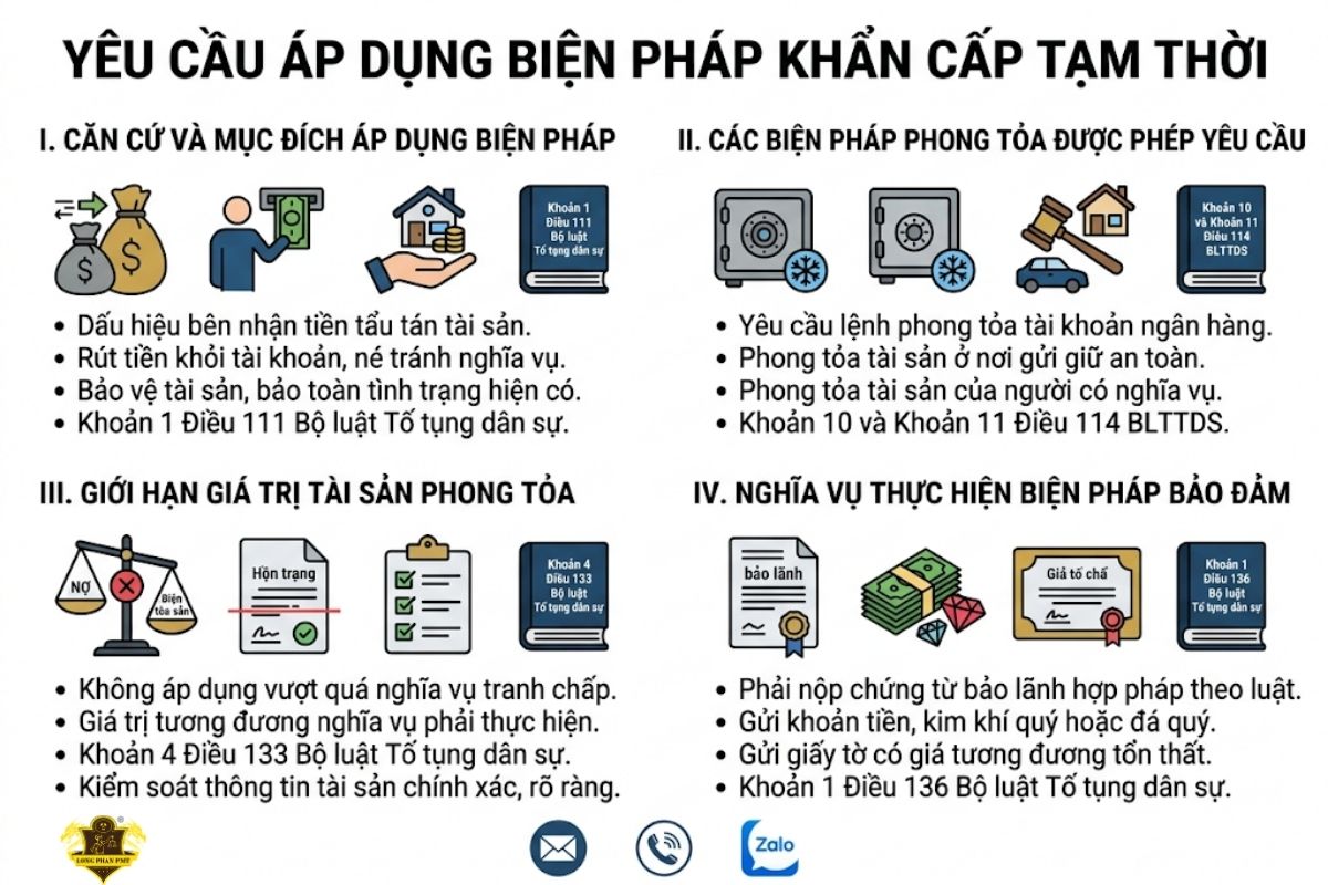 Quy trình tòa án áp dụng bien phap khan cap tam thoi ngan chan tau tan tai san chấp tranh chấp.