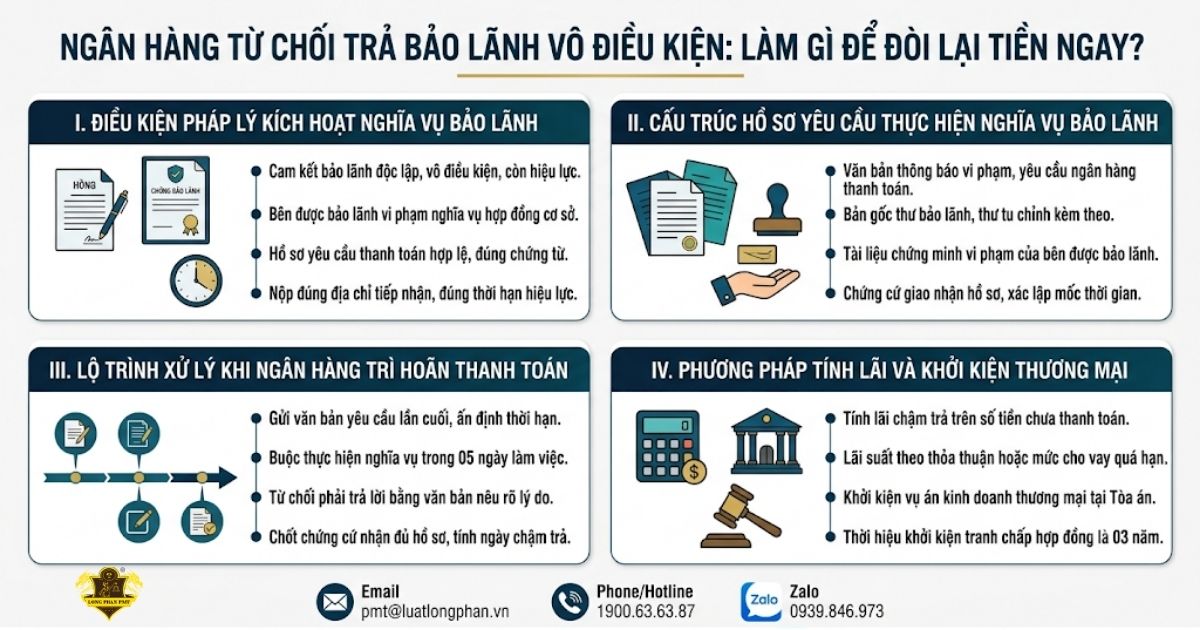 Trình xử lý và giải pháp cần làm gì khi ngân hàng từ chối thanh toán bảo lãnh vô điều kiện.
