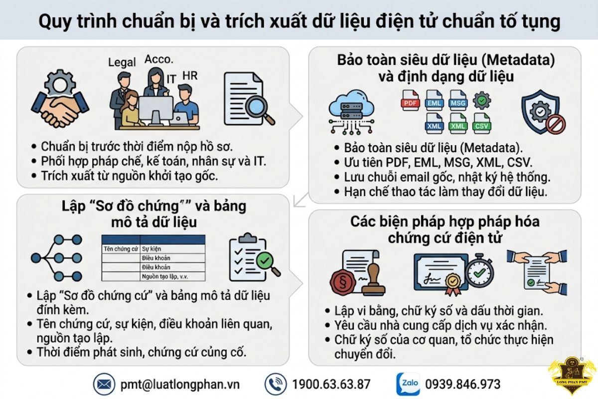 quy trình chuẩn bị và trích xuất dữ liệu điện tử chuẩn tố tụng.