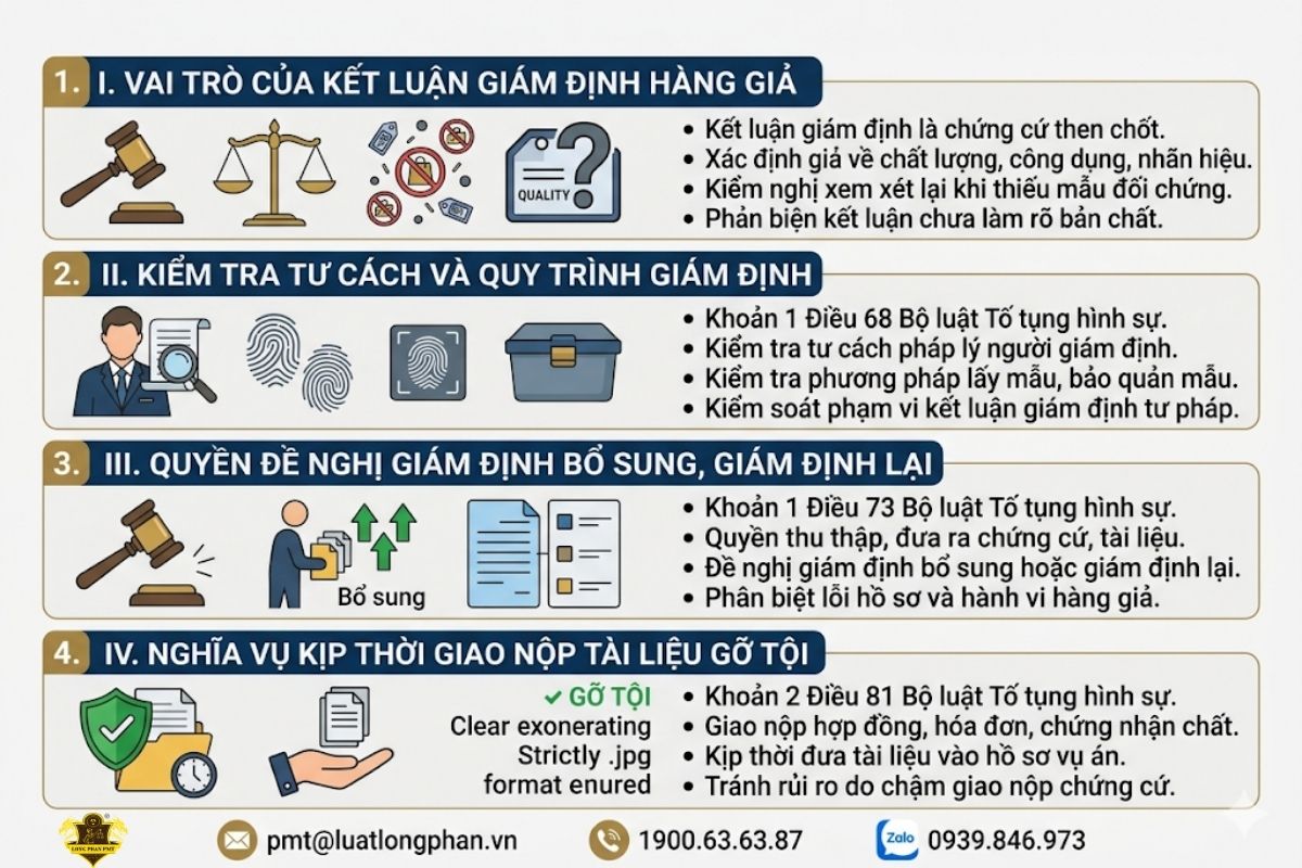 Quy trình luật sư phản biện kết luận giám định chất lượng trong vụ án hình sự hàng giả.