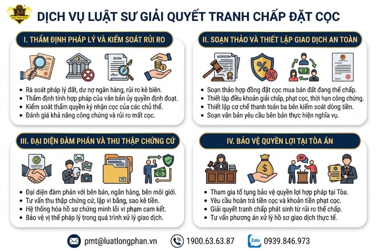 Dịch vụ luật sư chuyên sâu hỗ trợ soạn thảo hợp đồng và giải quyết tranh chấp đặt cọc nhà đất.