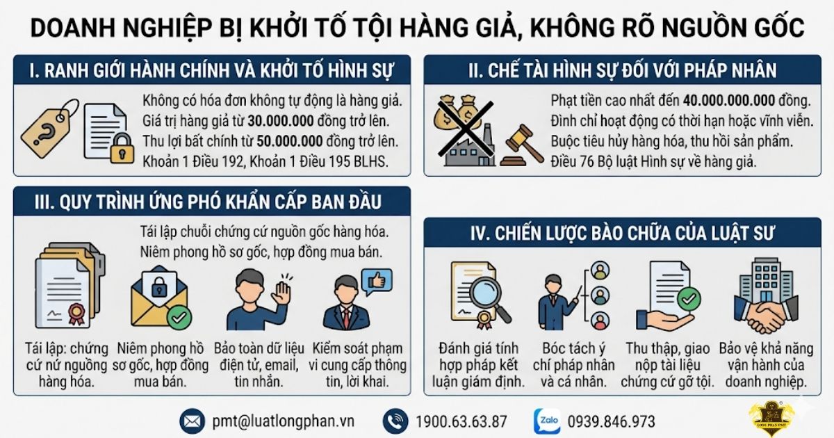 Xử lý khẩn cấp khi doanh nghiệp bị khởi tố tội hàng giả không rõ nguồn gốc.
