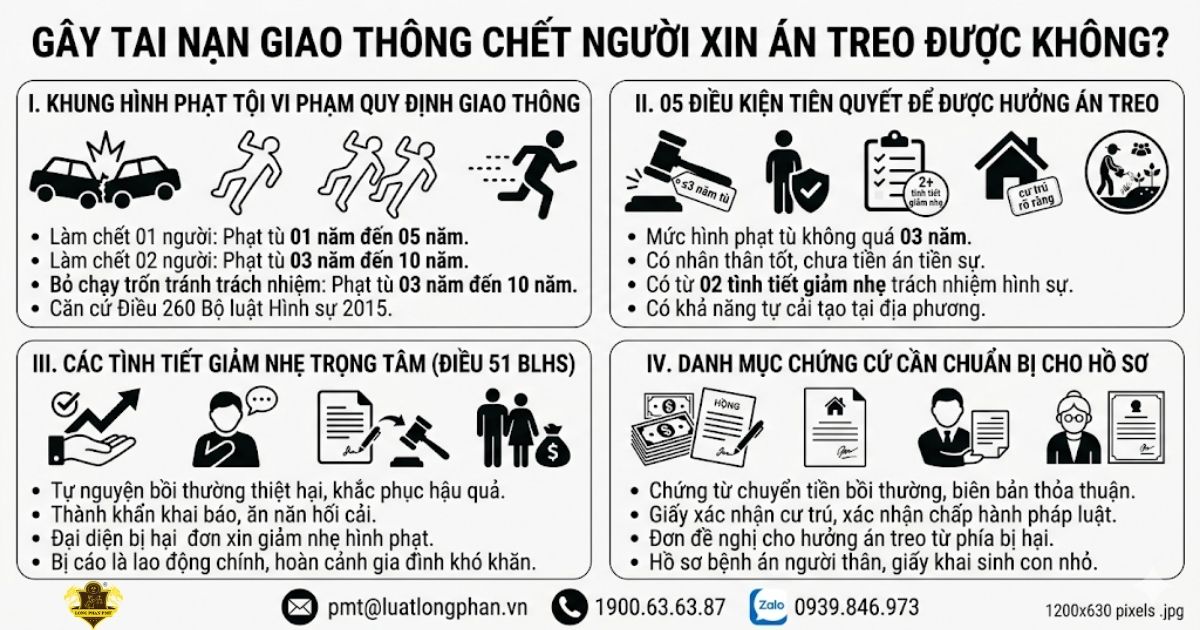 Tổng quan quy định pháp luật và điều kiện để gây tai nạn giao thông chết người xin án treo.