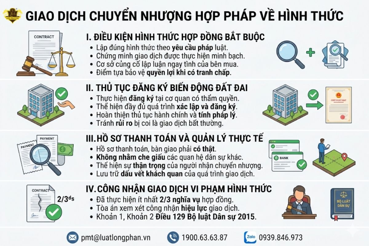 Điều kiện bắt buộc để đảm bảo giao dịch chuyển nhượng hợp pháp về hình thức theo luật.