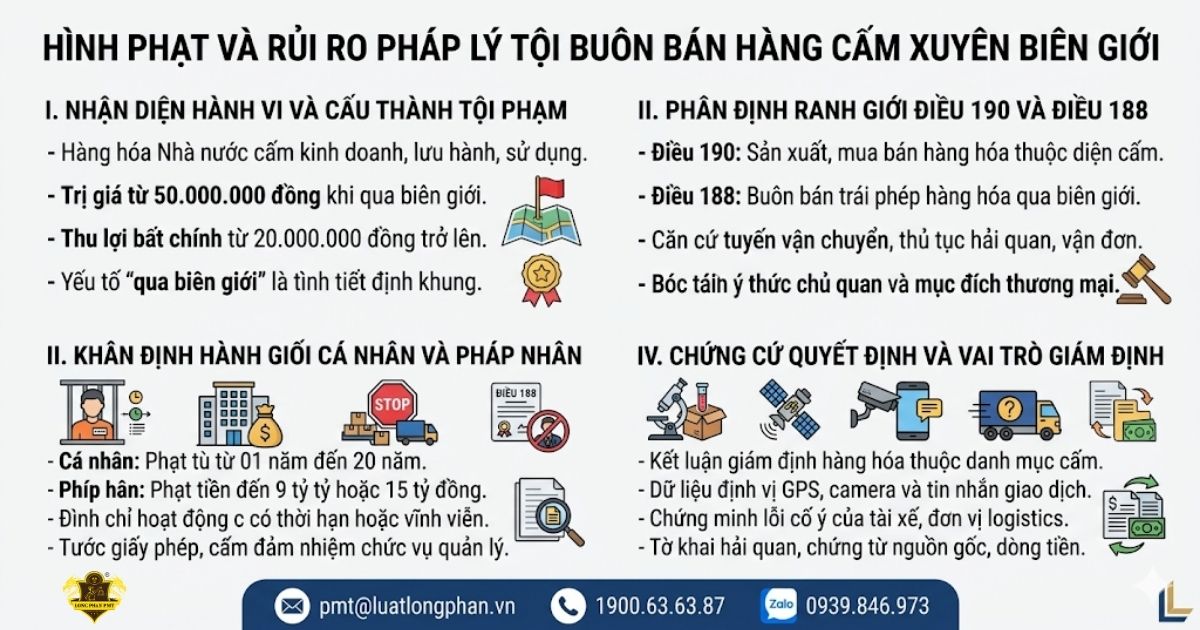 Hình phạt và rủi ro pháp lý tội buôn bán hàng cấm xuyên biên giới.