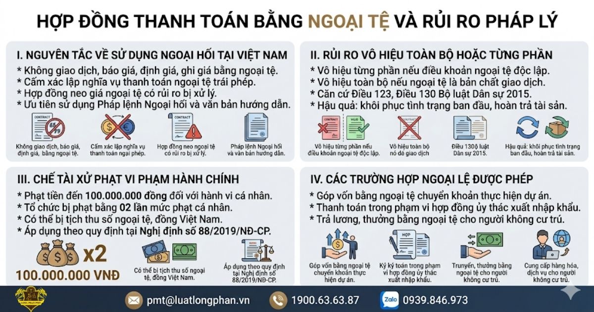 Các rủi ro pháp lý và chế tài khi ký hợp đồng thanh toán bằng ngoại tệ.
