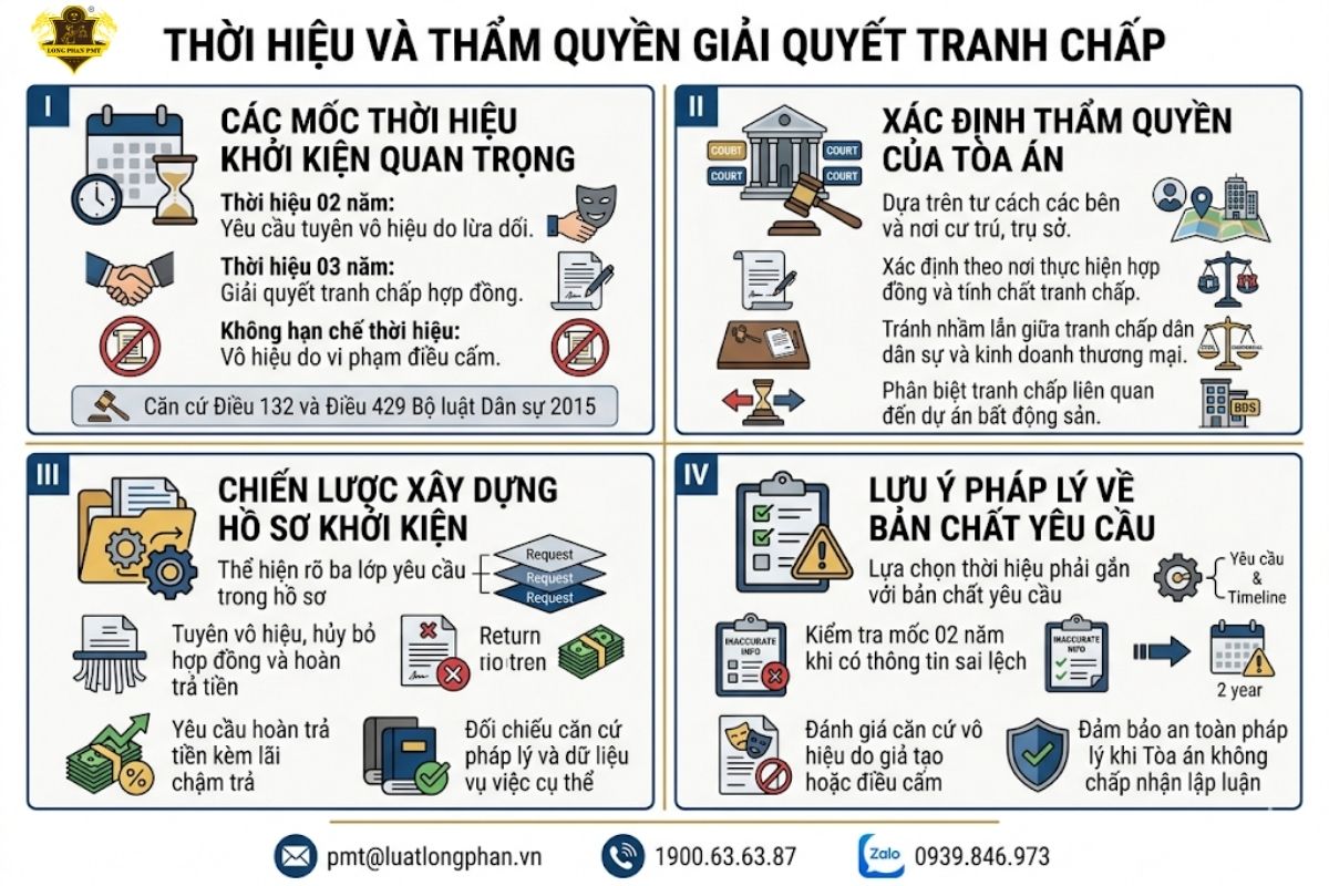 Thời hiệu khởi kiện và thẩm quyền giải quyết tranh chấp đặt cọc giữ chỗ.