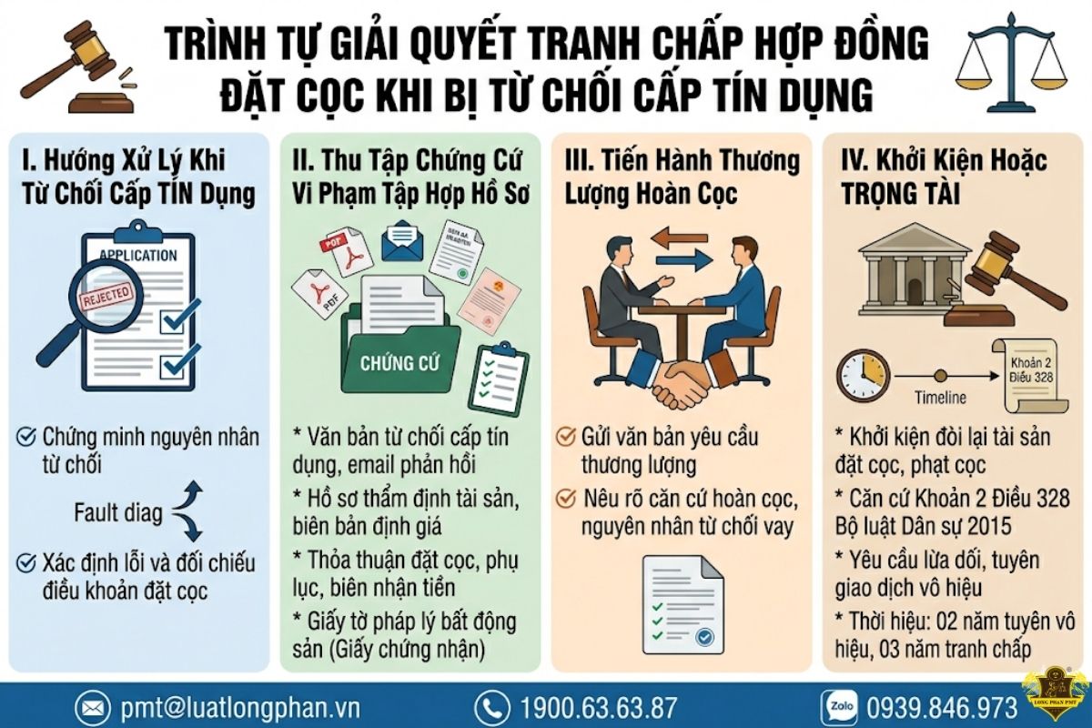 Quy trình 4 bước giải quyết tranh chấp hợp đồng đặt cọc khi không vay được ngân hàng mất cọc đất