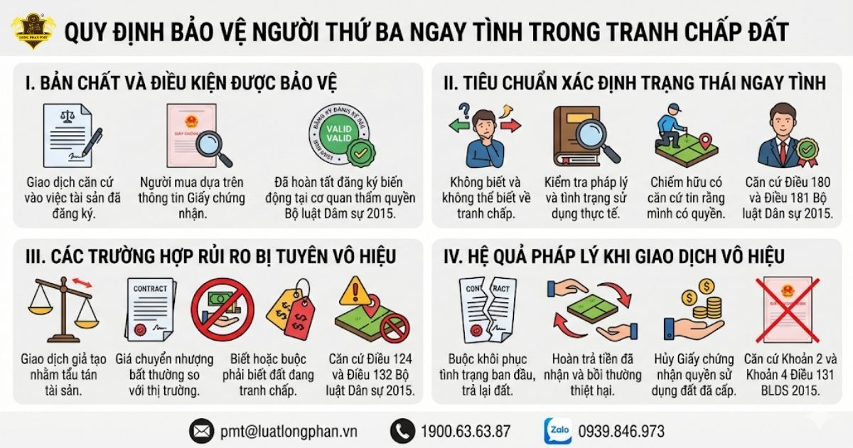 Quy định bảo vệ người thứ ba và hậu quả khi vô hiệu giao dịch chuyển nhượng đất.