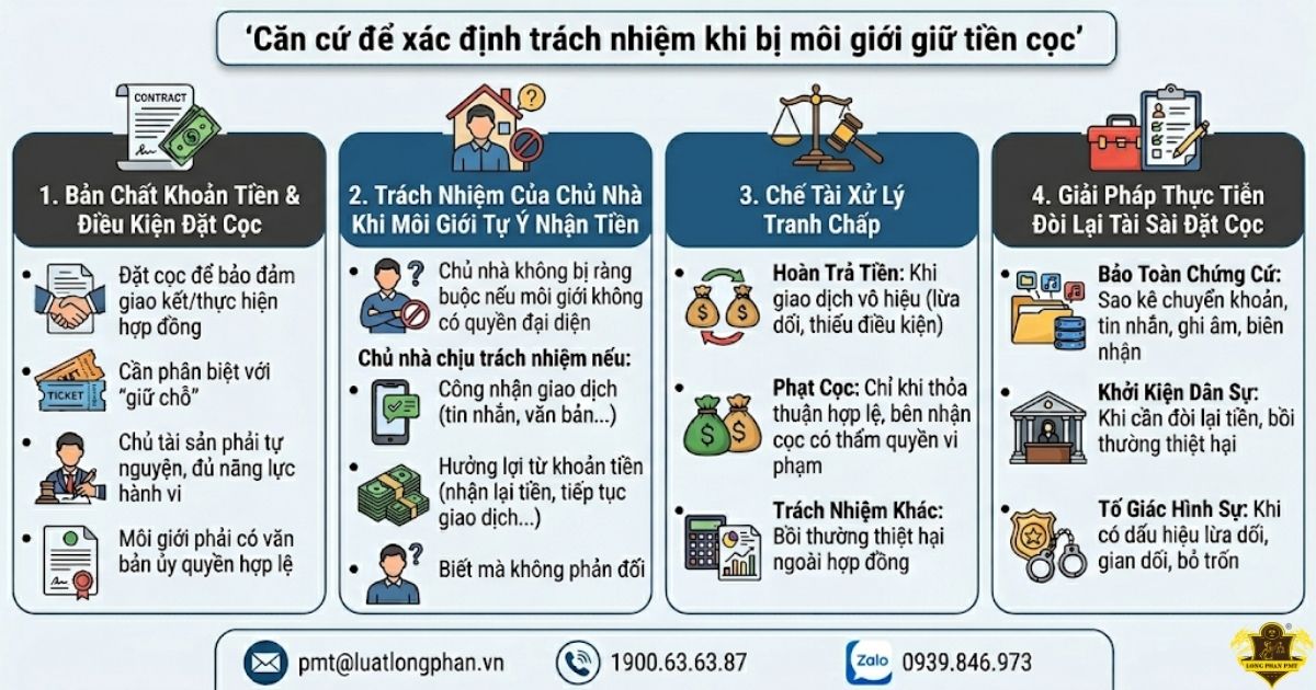 xác định trách nhiệm pháp lý khi môi giới giữ tiền cọc.