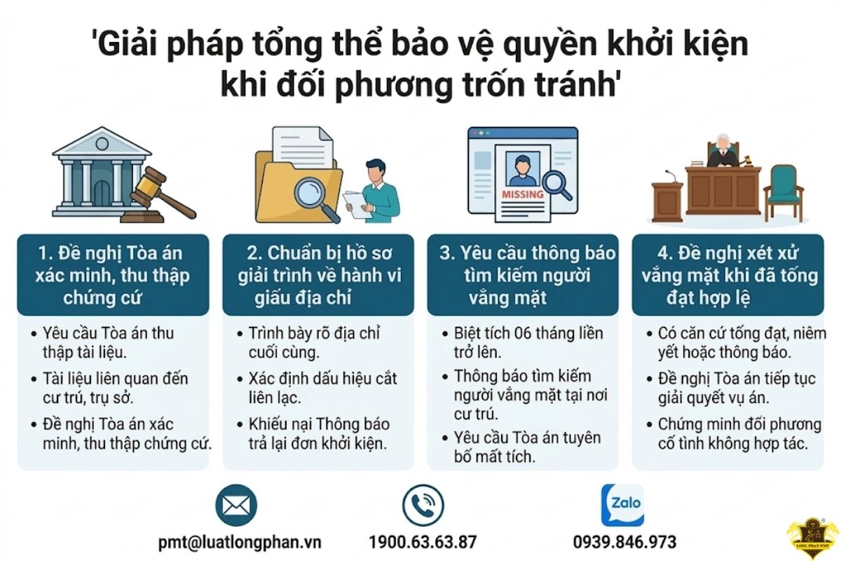 Giải pháp tổng thể bảo vệ quyền khởi kiện khi đối phương cố tình trốn tránh.