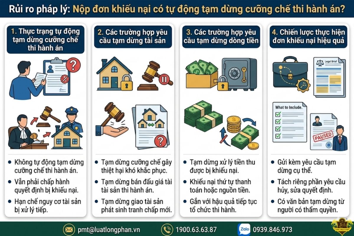 Nộp đơn khiếu nại có tự động tạm dừng cưỡng chế thi hành án?
