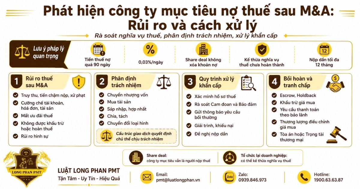 Rủi ro và cách xử lý công ty mục tiêu nợ thuế sau M&A.