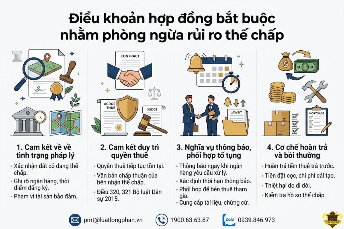 Các điều khoản hợp đồng bắt buộc nhằm phòng ngừa rủi ro thế chấp đất thuê.
