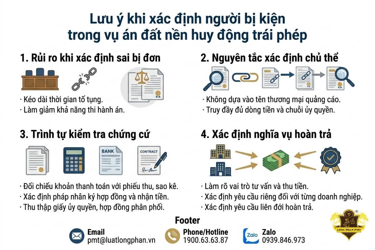 : Lưu ý quan trọng khi xác định người bị kiện trong vụ án đất nền huy động trái phép.