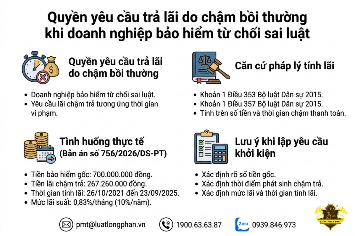 Khởi kiện công ty bảo hiểm nhân thọ yêu cầu trả lãi do chậm bồi thường