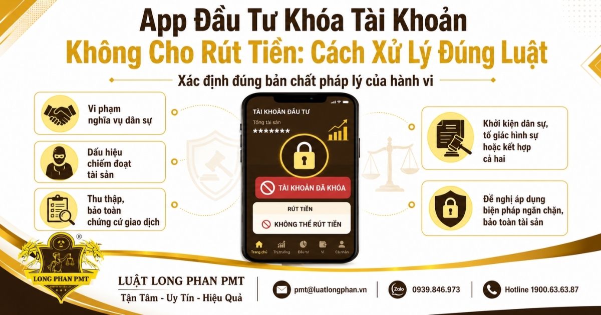 App đầu tư khóa tài khoản không cho rút tiền và các hướng xử lý pháp lý để bảo vệ tài sản.