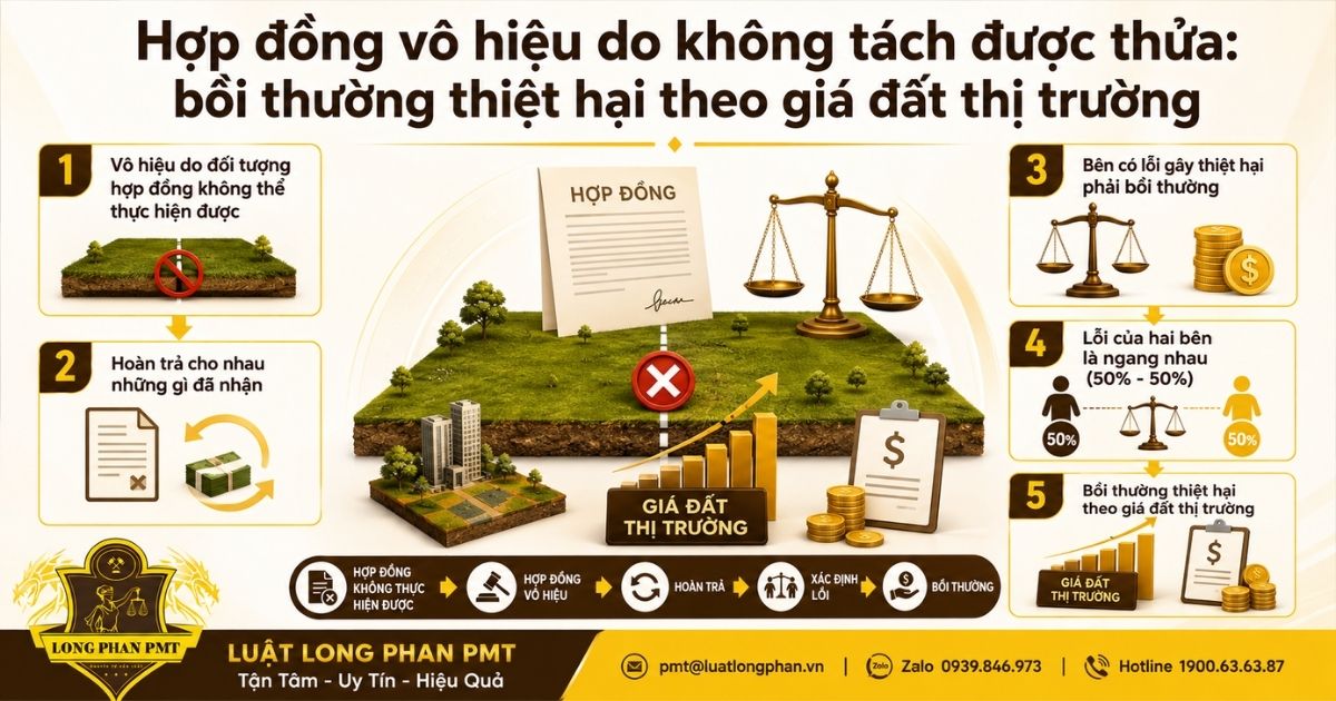 Bồi thường thiệt hại theo giá đất thị trường khi hợp đồng chuyển nhượng đất vô hiệu