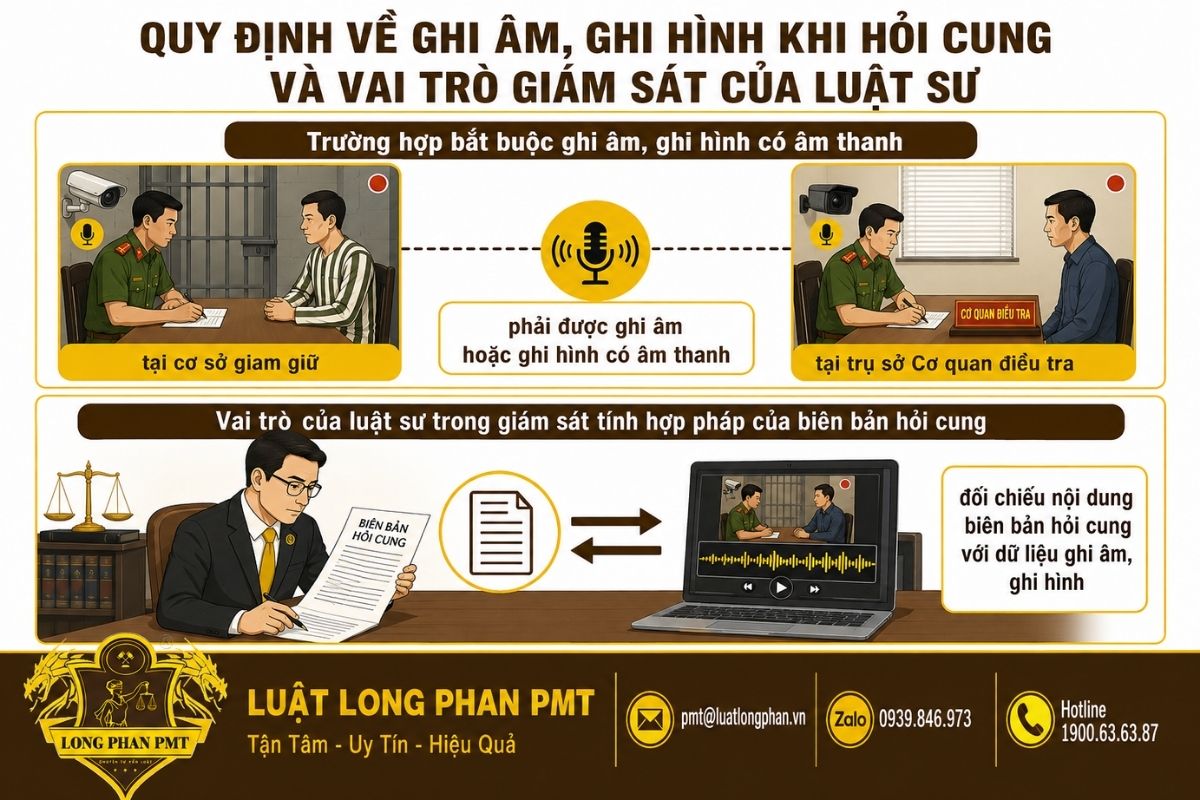 Ghi âm ghi hình khi hỏi cung bị can và vai trò giám sát tính hợp pháp của luật sư.
