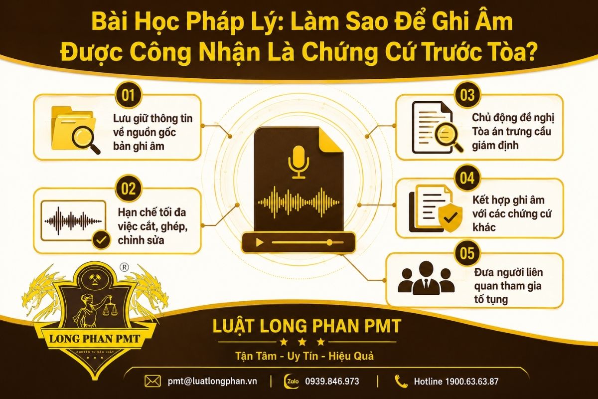Ghi âm làm chứng cứ trước Tòa cần lưu nguồn gốc, hạn chế chỉnh sửa và chuẩn bị phương án giám định.